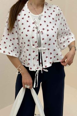 شومیز کراپ دبل فیس طرحدار دو بند