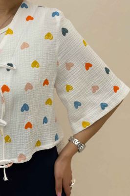 شومیز کراپ دبل فیس طرحدار دو بند