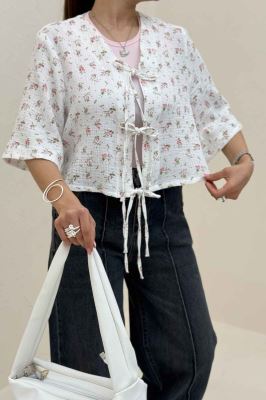 شومیز کراپ دبل فیس طرحدار دو بند