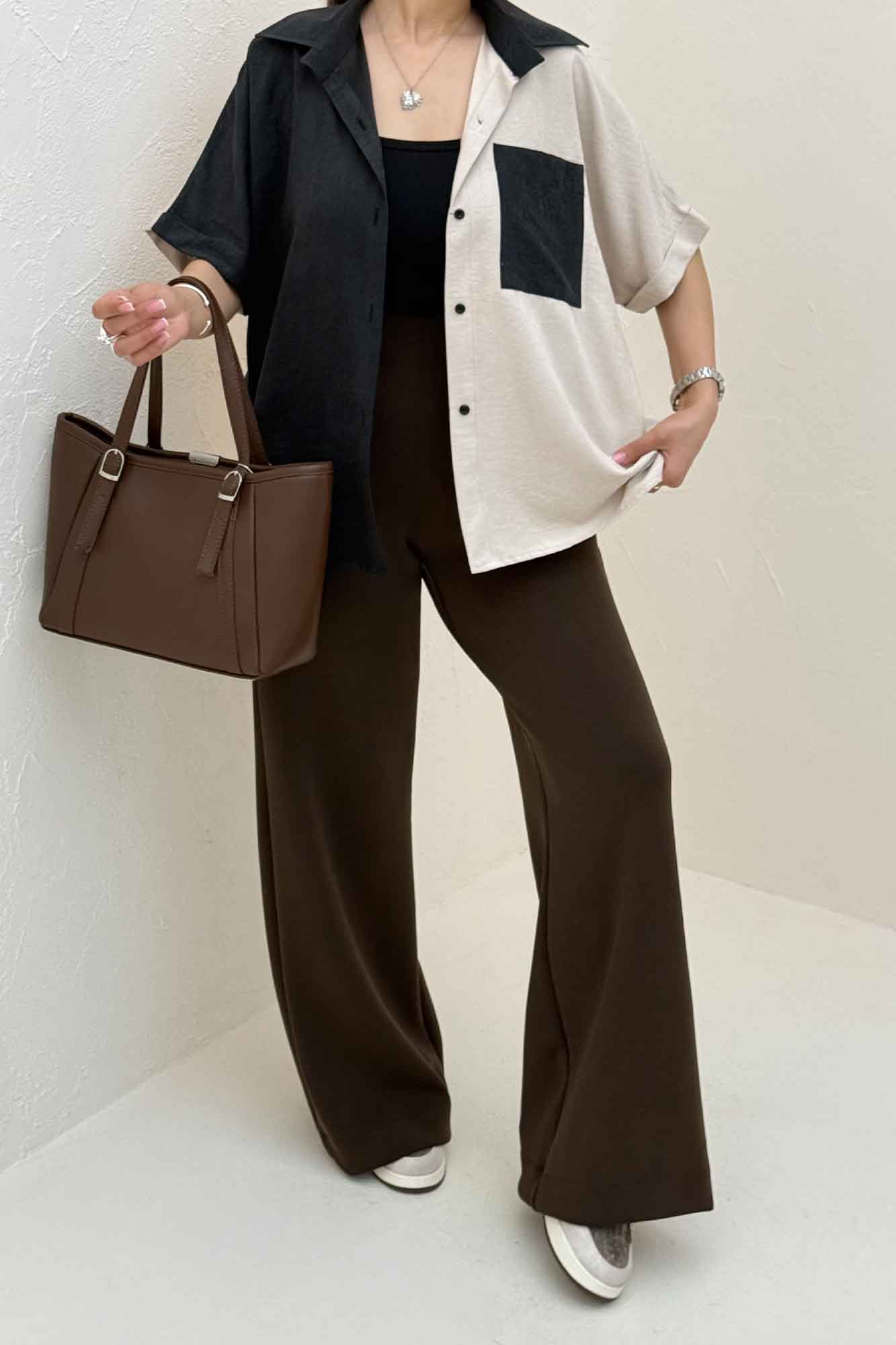 شومیز لاریسا دورنگ آستین کوتاه