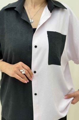 شومیز لاریسا دورنگ آستین کوتاه