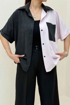 شومیز لاریسا دورنگ آستین کوتاه