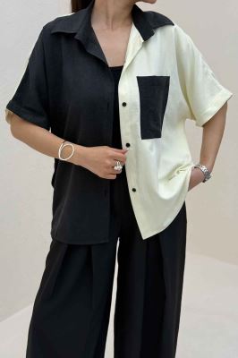 شومیز لاریسا دورنگ آستین کوتاه