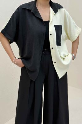 شومیز لاریسا دورنگ آستین کوتاه