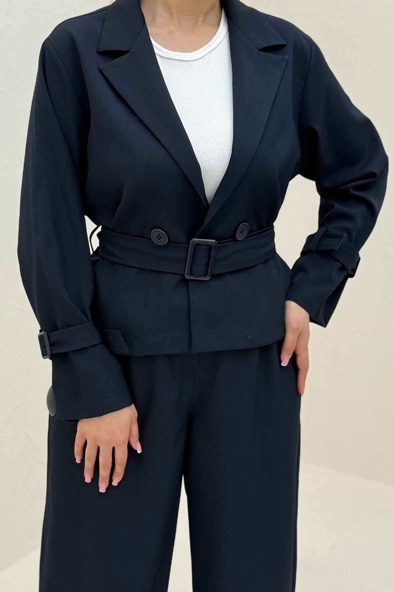 ست کت و شلوار جناقی آستین سگک دار