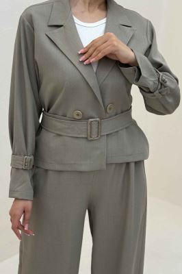 ست کت و شلوار جناقی آستین سگک دار