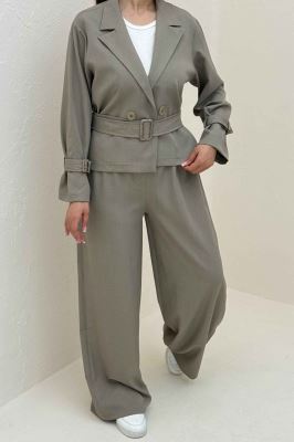 ست کت و شلوار جناقی آستین سگک دار