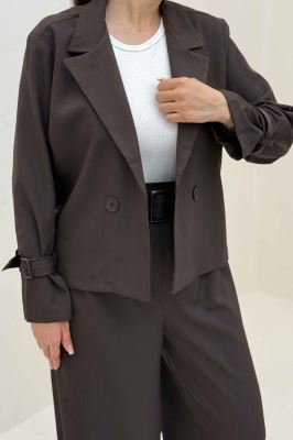 ست کت و شلوار جناقی آستین سگک دار