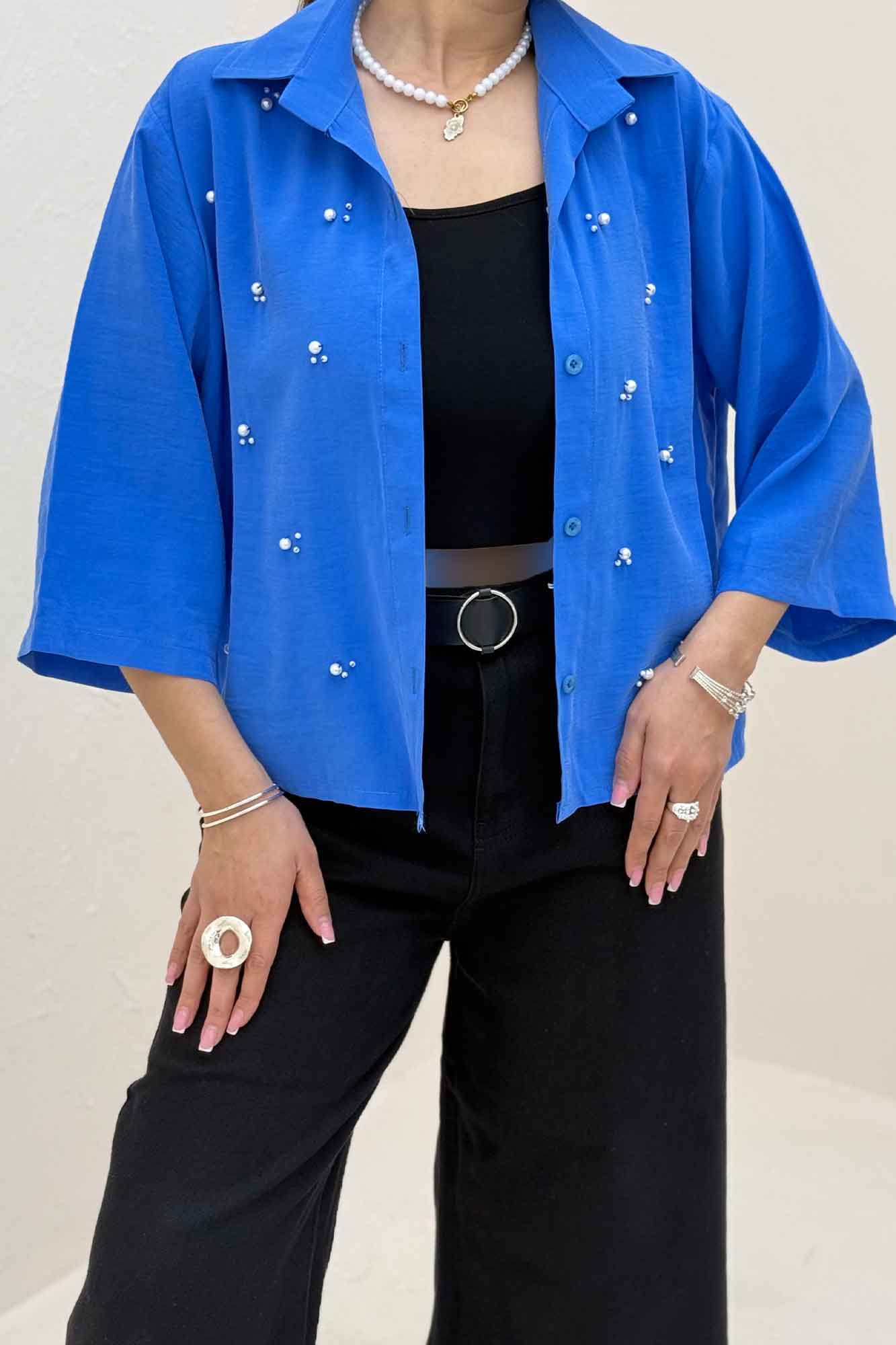 شومیز مدال مروارید دوزی