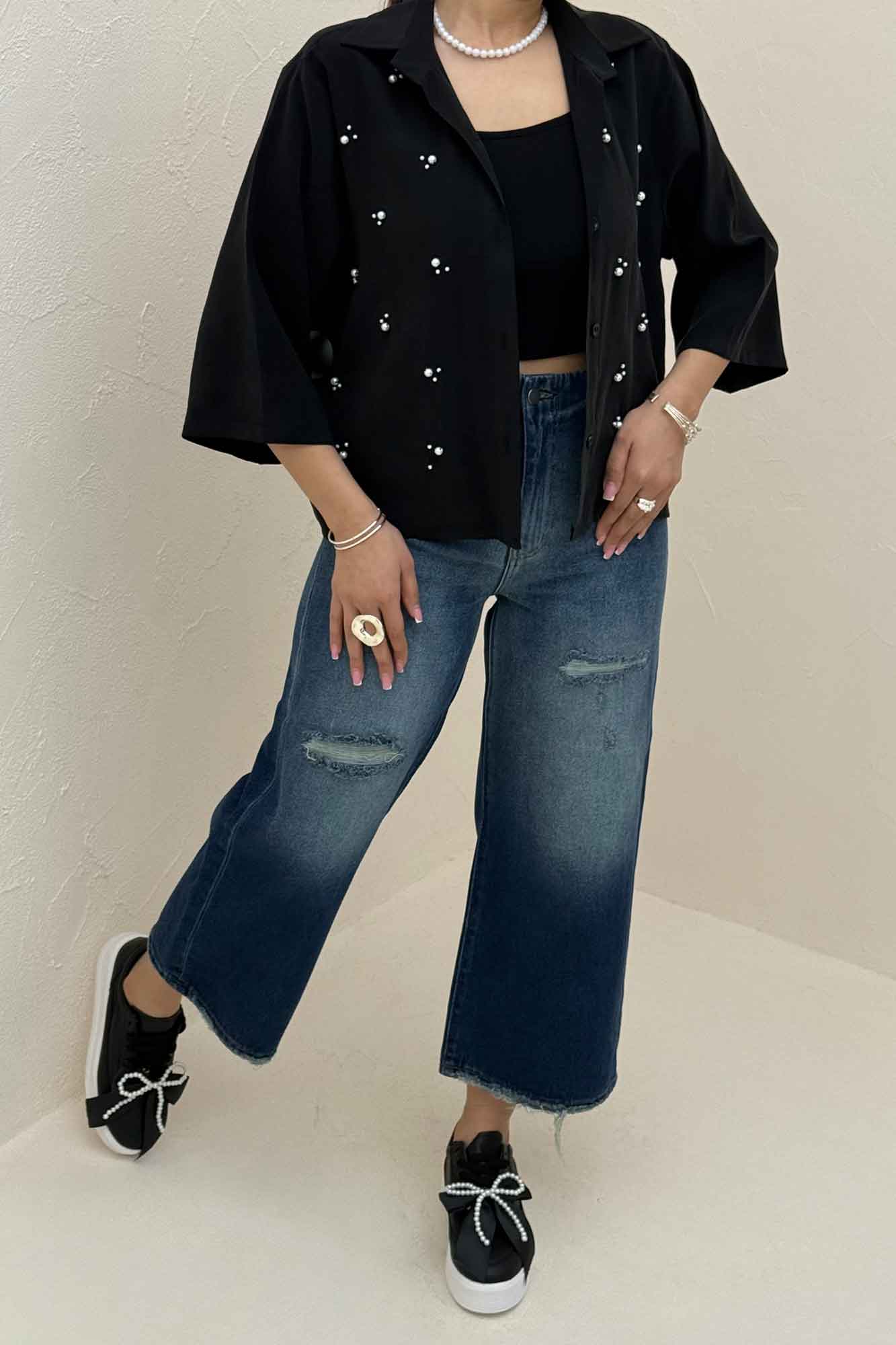 شومیز مدال مروارید دوزی