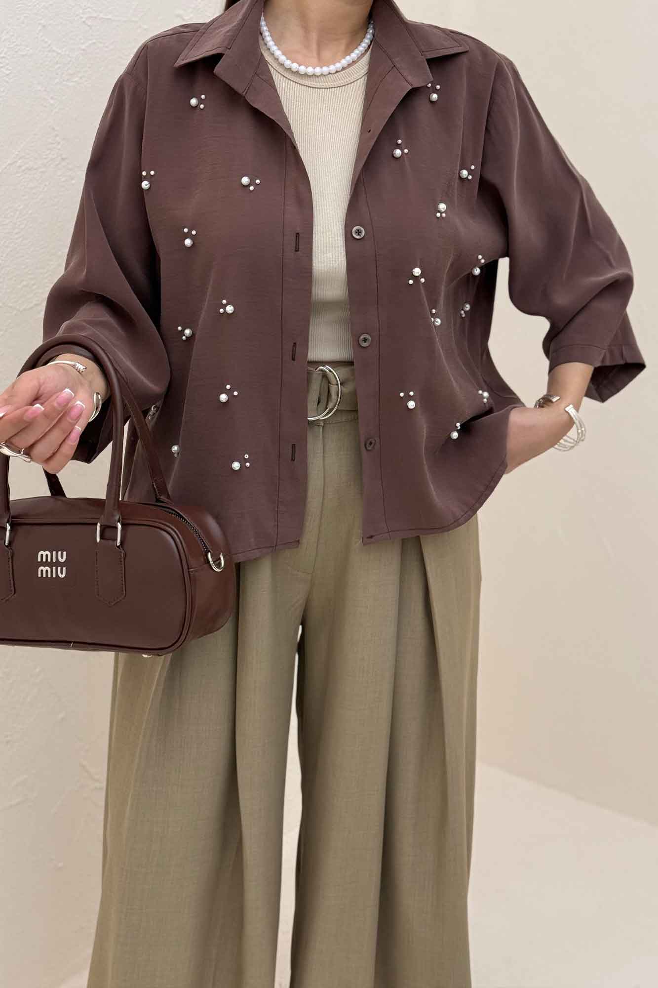 شومیز مدال مروارید دوزی