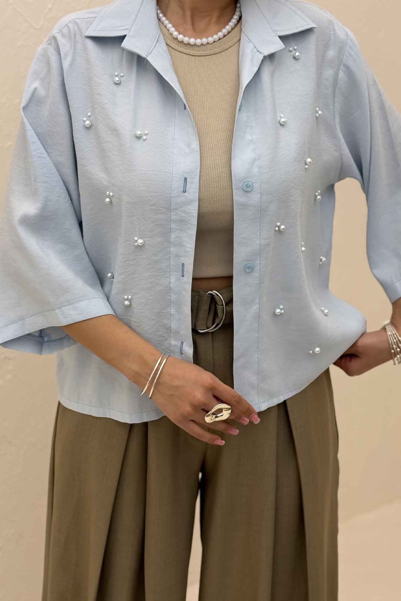 شومیز مدال مروارید دوزی