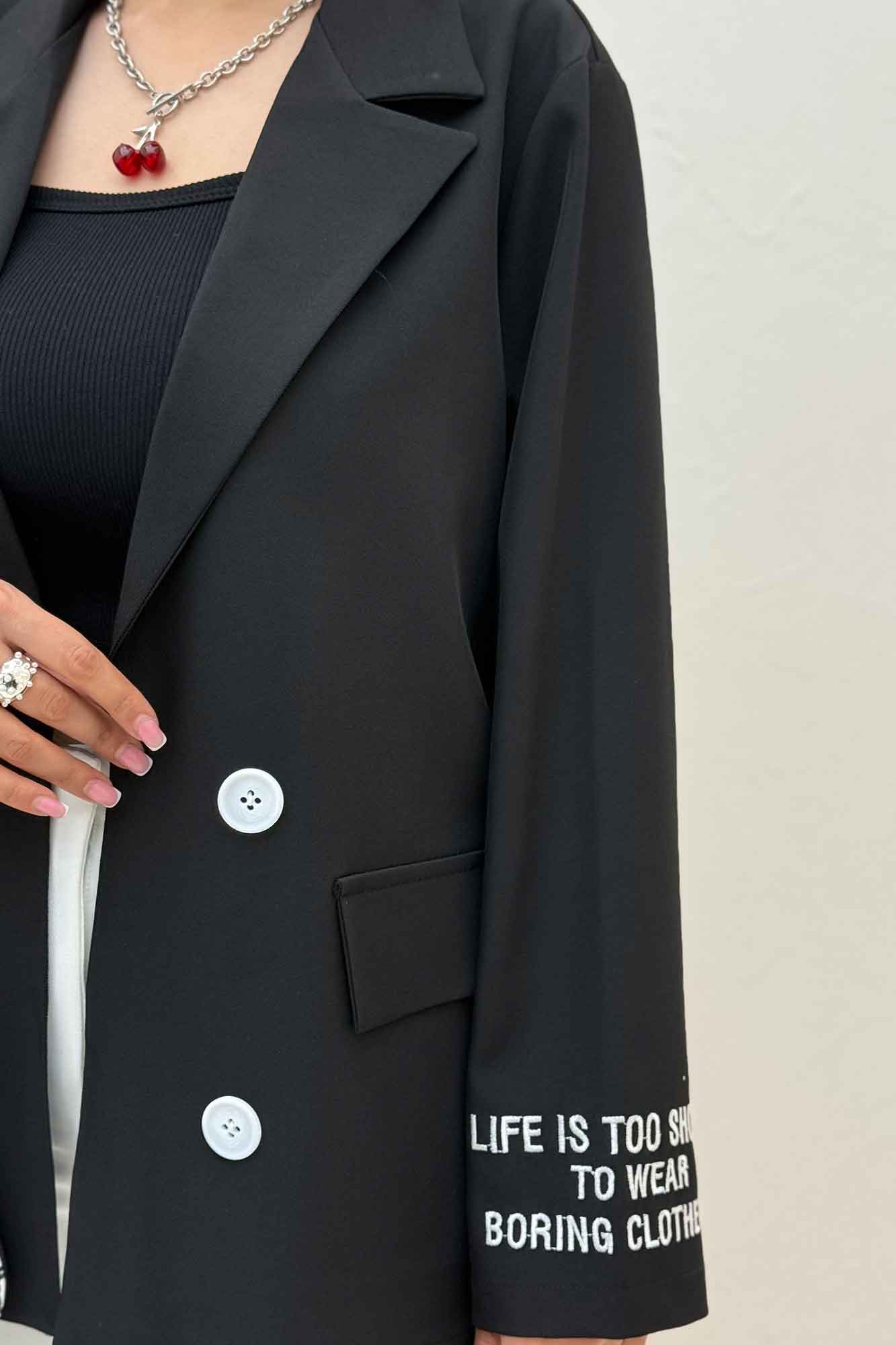 کت یقه انگلیسی پشت گلدوزی