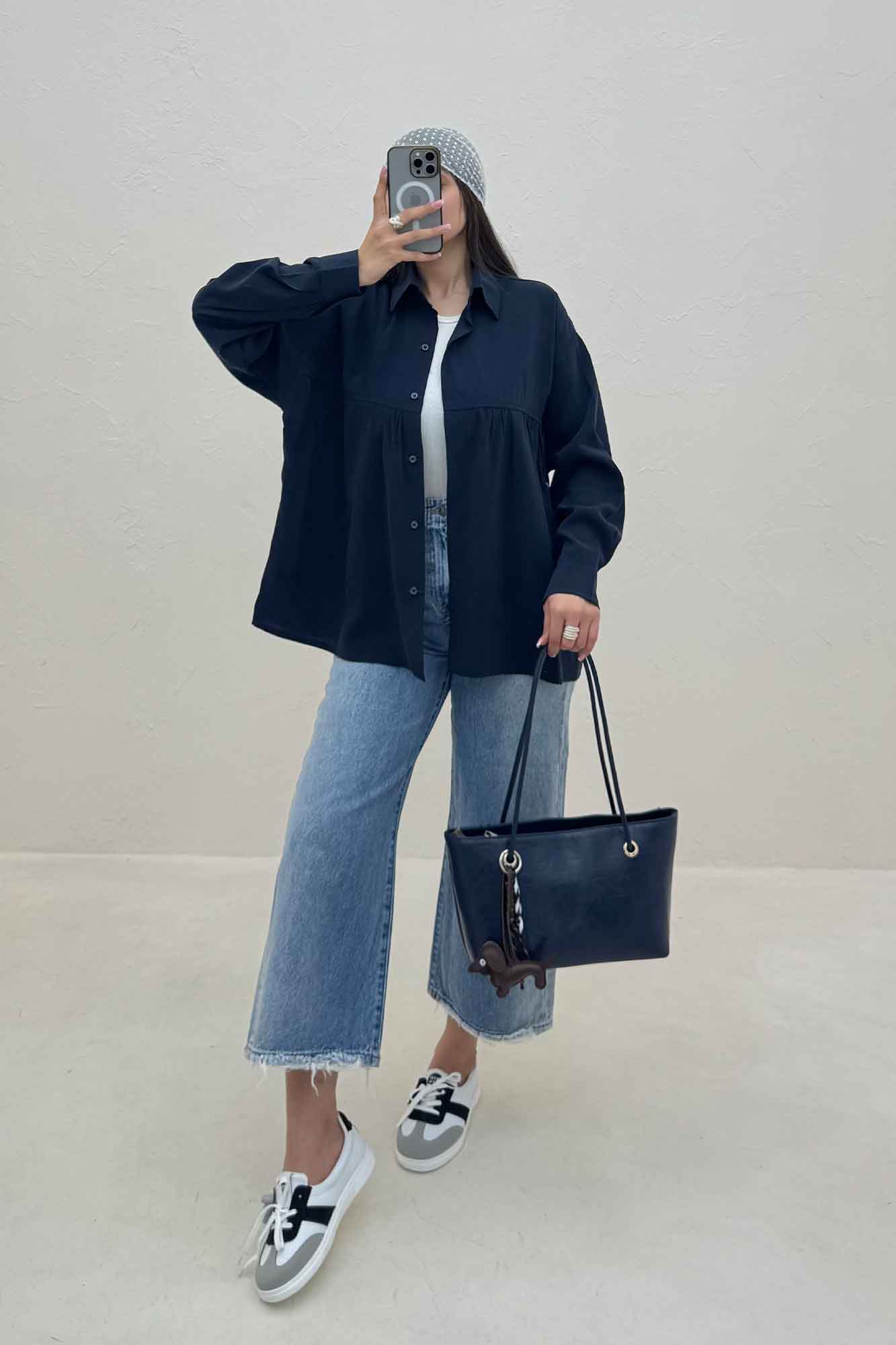 شومیز مانتویی پری سیلک سینه چین