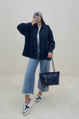 شومیز مانتویی پری سیلک سینه چین