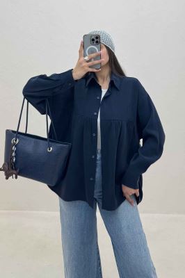 شومیز مانتویی پری سیلک سینه چین