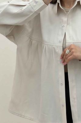 شومیز مانتویی پری سیلک سینه چین