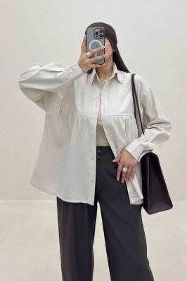 شومیز مانتویی پری سیلک سینه چین