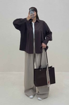 شومیز مانتویی پری سیلک سینه چین