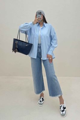 شومیز مانتویی پری سیلک سینه چین