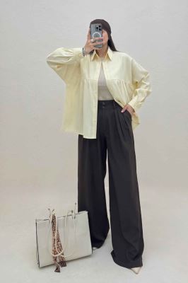 شومیز مانتویی پری سیلک سینه چین