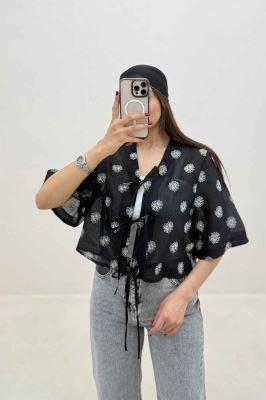 شومیز کراپ شیشه ای دو بند کد 1