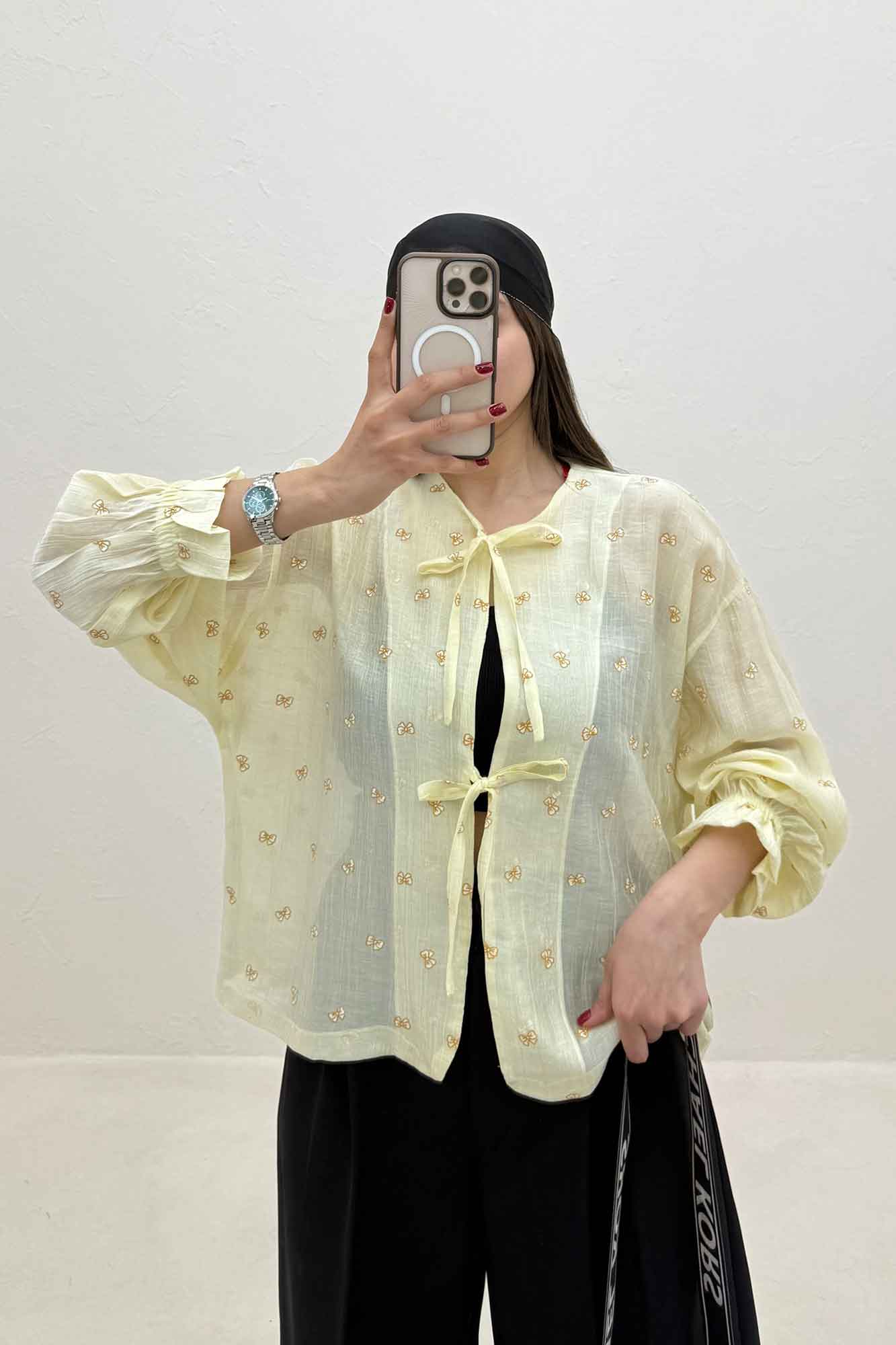 شومیز شیشه ای مچ کش جلو دو بند p