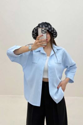 شومیز مانتویی دو در جیب پری سیلک