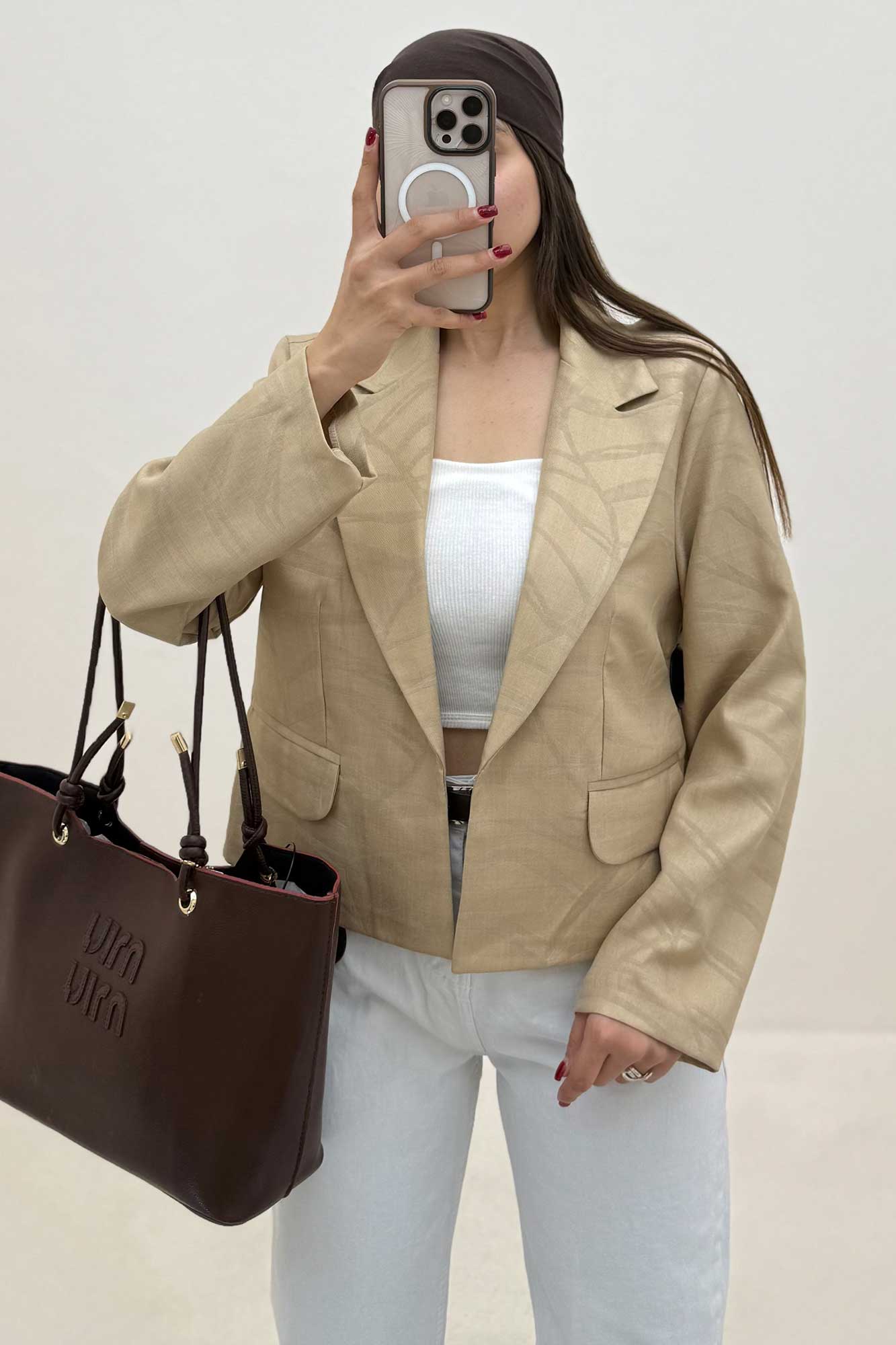 کت ژاکارد دو در جیب طرح موج