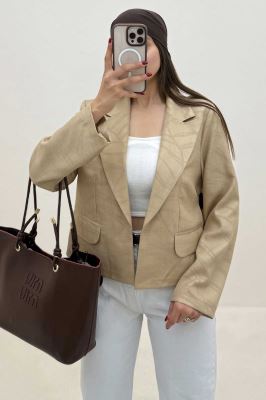 کت ژاکارد دو در جیب طرح موج