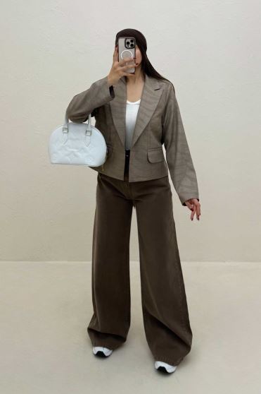 کت ژاکارد دو در جیب طرح موج