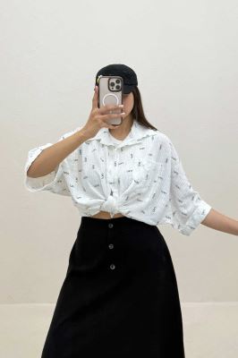 شومیز کیمونو تک جیب کراش چاپی طرح MIU