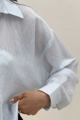 شومیز میله ای تک جیب پشت بلند کد 1450