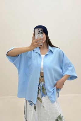 شومیز کیمونو تک جیب اطلس