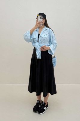 شومیز اطلس چاپی مچ پاکتی طرح miu