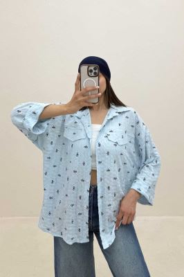 شومیز اطلس چاپی مچ پاکتی طرح alo