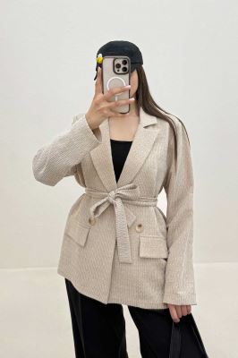 کت کوک دوزی کمربنددار کد 2