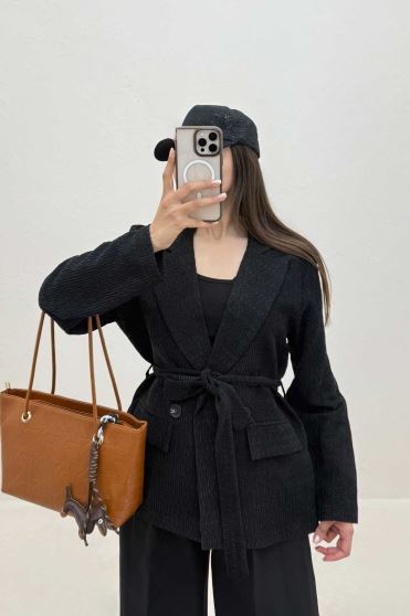 کت کوک دوزی کمربنددار کد 2