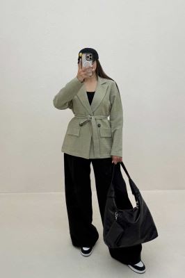 کت کوک دوزی کمربنددار کد 2