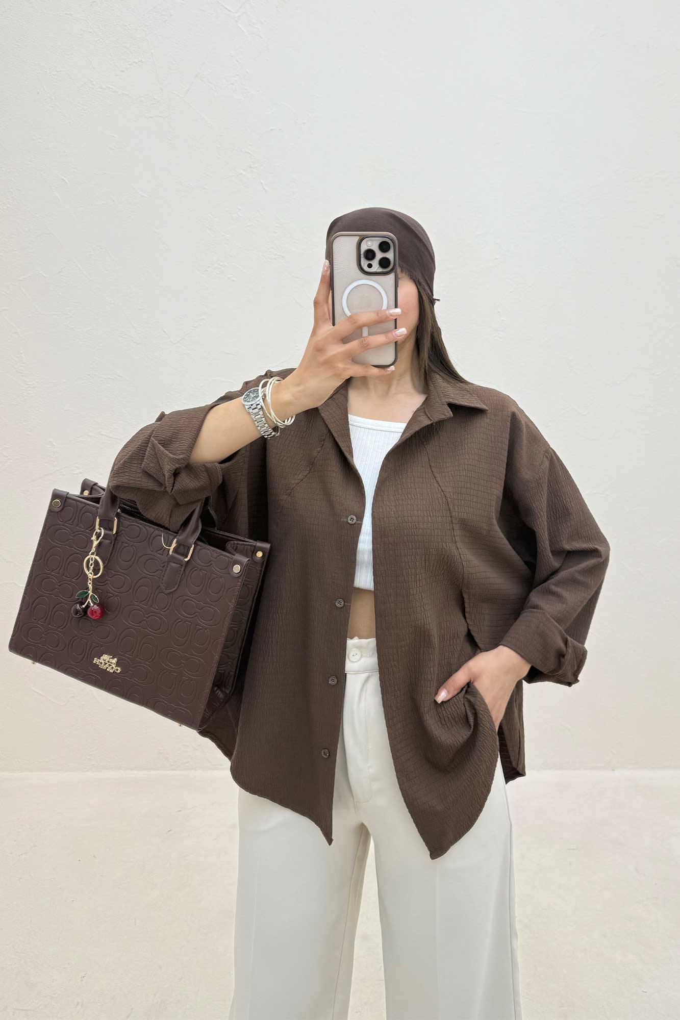 شومیز اطلس جلو لاله ای