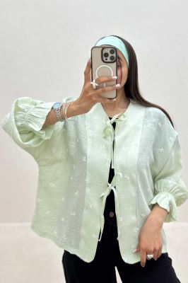 شومیز جلو دو بند مچ کش پاپیون گچی