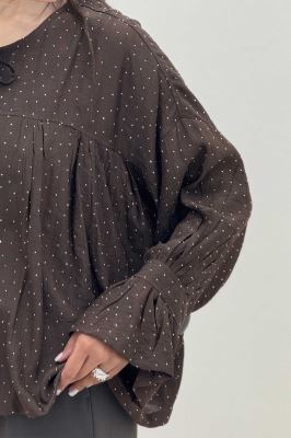 شومیز فول نگین آستین شیپوری