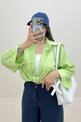 شومیز مانتویی پری سیلک مچ پاکتی