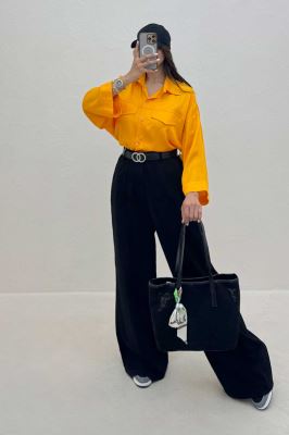 شومیز مانتویی پری سیلک مچ پاکتی