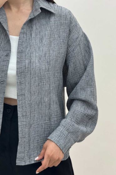 شومیز تک جیب لینن اسلپ کد 6159