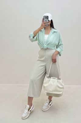 شومیز گره ای لینن اسلپ