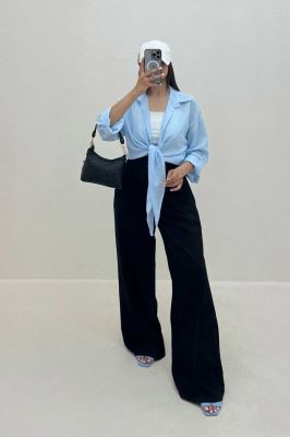 شومیز گره ای لینن اسلپ