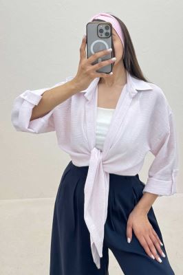 شومیز گره ای لینن اسلپ