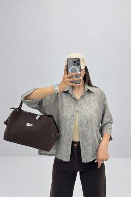 شومیز دکمه ای لینن اسلپ