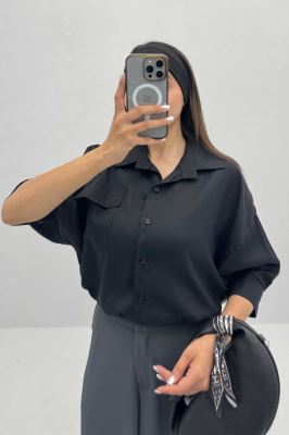شومیز تک جیب پری سیلک پایین گت دار